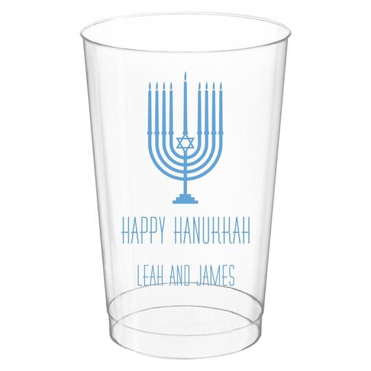 Happy Hanukkah Menorah Clear Plastic Cups